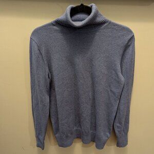 LL Bean Blue Turtleneck sweater cotton/cashmere blend M